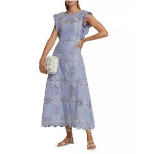 Beryl Linen & Cotton Lace Midi-Dress